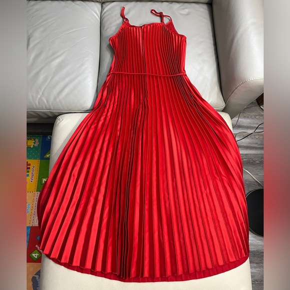 NWT - Sam Edelman Women’s Satin Effect Pleated Midi Dress - Size L - Picture 7 of 11